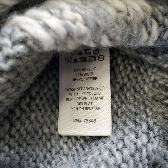 Silverflint grey & white knit crewneck with balloon sleeves, wool blend - Picture 3 of 4